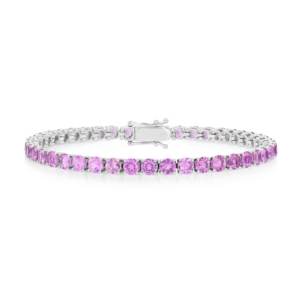 6ct Natural Pink Sapphire Tennis Bracelet White Gold