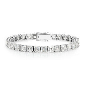 23ct Lab-Grown Asscher Diamond Tennis Bracelet White Gold