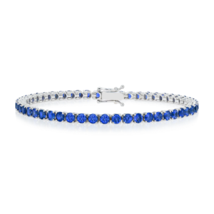Natural Blue Sapphire Tennis Bracelet White Gold