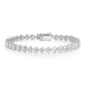Lab-Grown Heart Diamond Tennis Bracelet White Gold