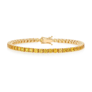 5ct Natural Yellow Sapphire Tennis Bracelet Yellow Gold