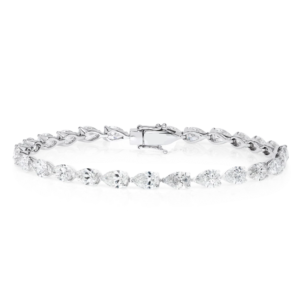 10ct Lab-grown Pear Diamond Tennis Bracelet White Gold