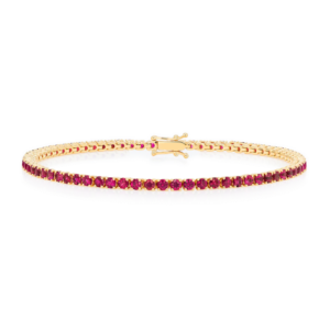 Natural Ruby Tennis Bracelet Yellow Gold