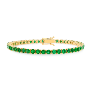 5ct Natural Colombian Emerald Tennis Bracelet Yellow Gold