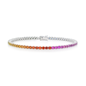 Natural Rainbow Sapphire Tennis Bracelet