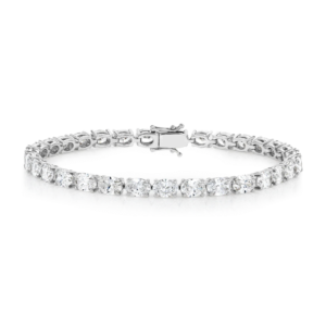 Lab-Grown Oval Diamond Tennis Bracelet White Gold