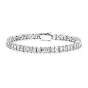 Lab-Grown Emerald Diamond Tennis Bracelet White Gold